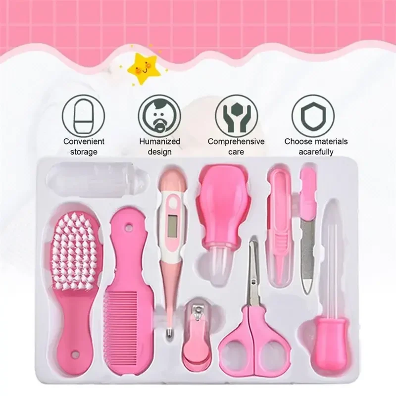 10PCS Baby Nail Trimmer Care Set Kid Hair Health Care Thermometer Grooming Brush Clipper Teether Toothbrush Kit Baby Essentials thumbnail 3