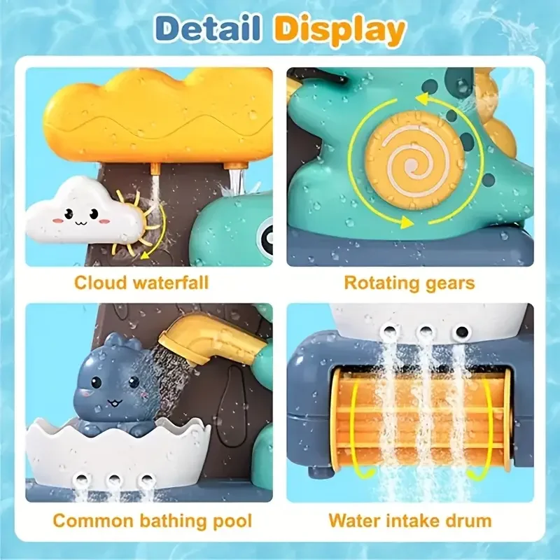 Baby Bath Toys Spray Toy for Kids Cartoon Dinosaur Suction Cup Dinosaur Bath Toys for Toddlers Animal Sprinkler Waterwheel Water thumbnail 3
