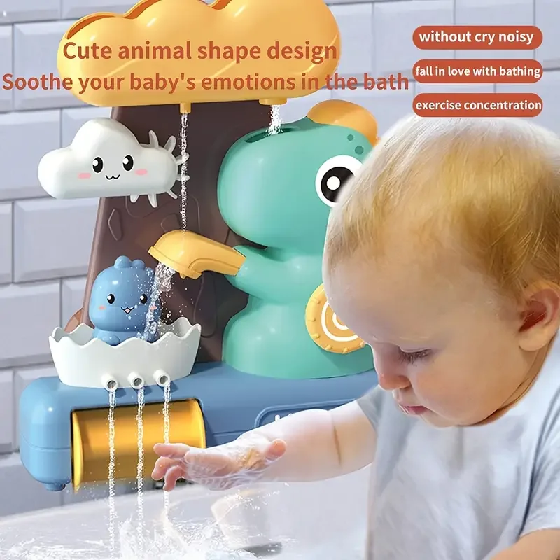 Baby Bath Toys Spray Toy for Kids Cartoon Dinosaur Suction Cup Dinosaur Bath Toys for Toddlers Animal Sprinkler Waterwheel Water thumbnail 2