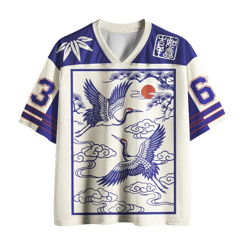 2026 New Sports Short Sleeved Shirt, V-neck Short Sleeved T-shirt, Sports Fashion 3D Printed Quick Drying Fun Mesh Jersey