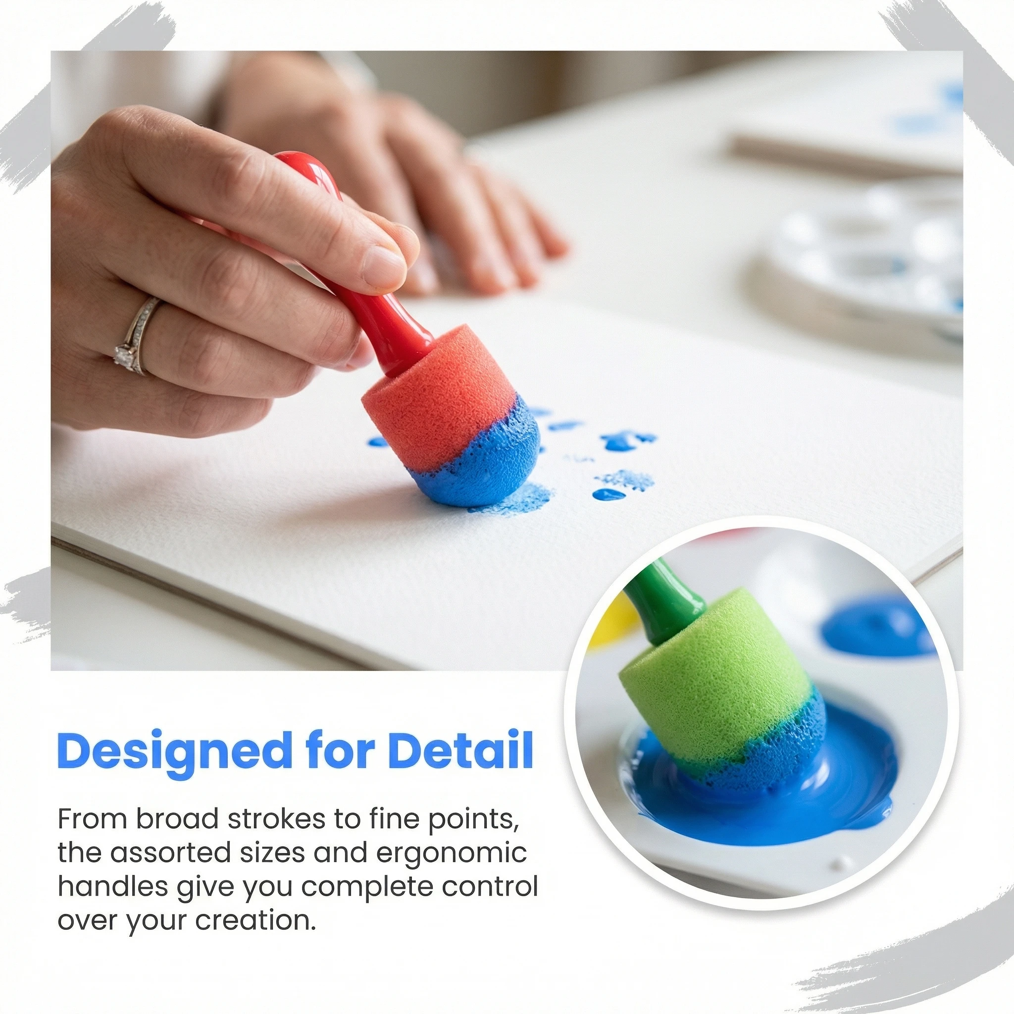 8Pcs Sponge Stamp Set, Basic Painting Tools for Beginners, DIY Art Craft Stamps, Reusable Plastic Sponge Drawing Supplies thumbnail 5