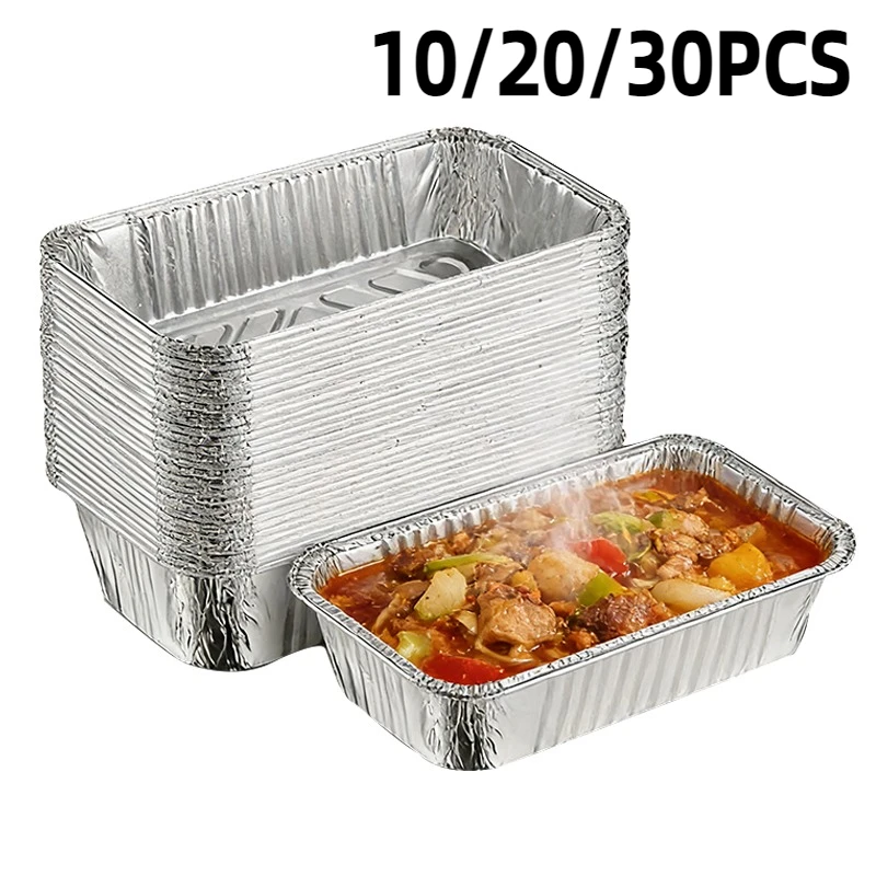 10/20/30PCS Disposable Aluminum Foil Food Container Cooking Kitchen Picnic Disposable Aluminum Foil Food Container