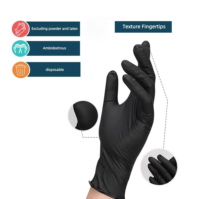 Disposable Glove Packaging Black Nitrile Gloves Household Kitchen Cooking Tools Car Wash Household Cleaning Work Gloves New thumbnail 4