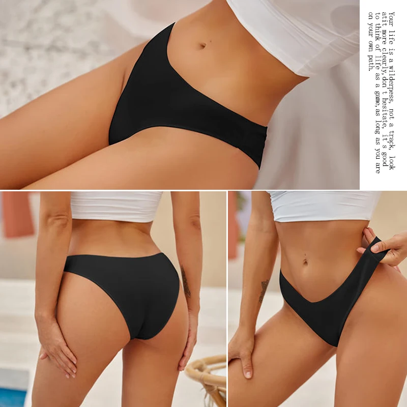 4PCS/SET Seamless Cotton Panties Women Sexy Low Waist Briefs Solid Color Breathable Female Underwear Soft  Comfortable Intimates thumbnail 3