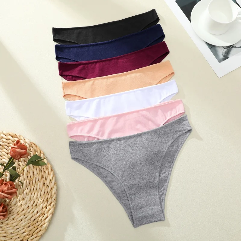 4PCS/SET Seamless Cotton Panties Women Sexy Low Waist Briefs Solid Color Breathable Female Underwear Soft  Comfortable Intimates thumbnail 4