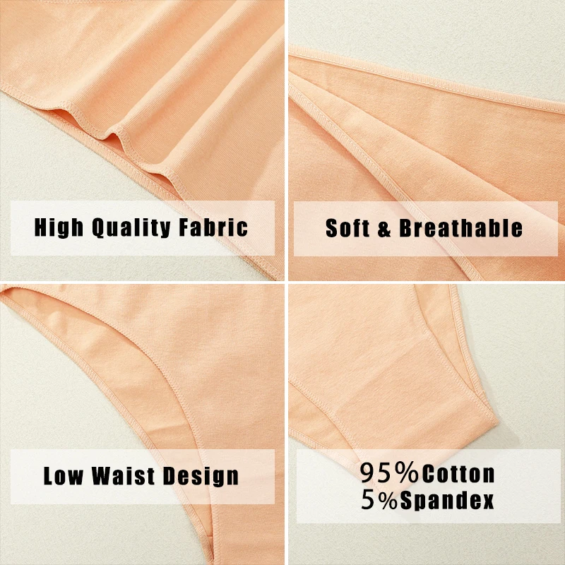 4PCS/SET Seamless Cotton Panties Women Sexy Low Waist Briefs Solid Color Breathable Female Underwear Soft  Comfortable Intimates thumbnail 5