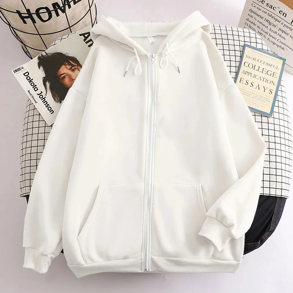 High Street Hoodie Men Solid Color Zip Up Long Sleeve Loose Jacket Coats Casual Hooded Sweatshirt Y2K Fashion Outdoor Clothes thumbnail 2