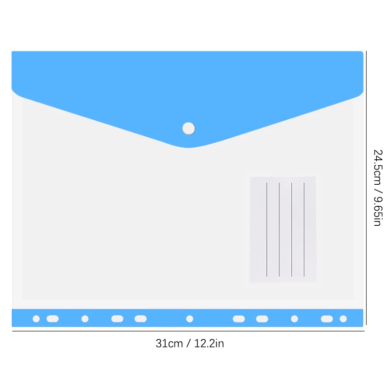 6Pcs A4 Plastic Envelopes with Snap Buttons, 11-Hole Expanding File Folders for 2/3/4 Ring Binders, School & Office Supplies thumbnail 5