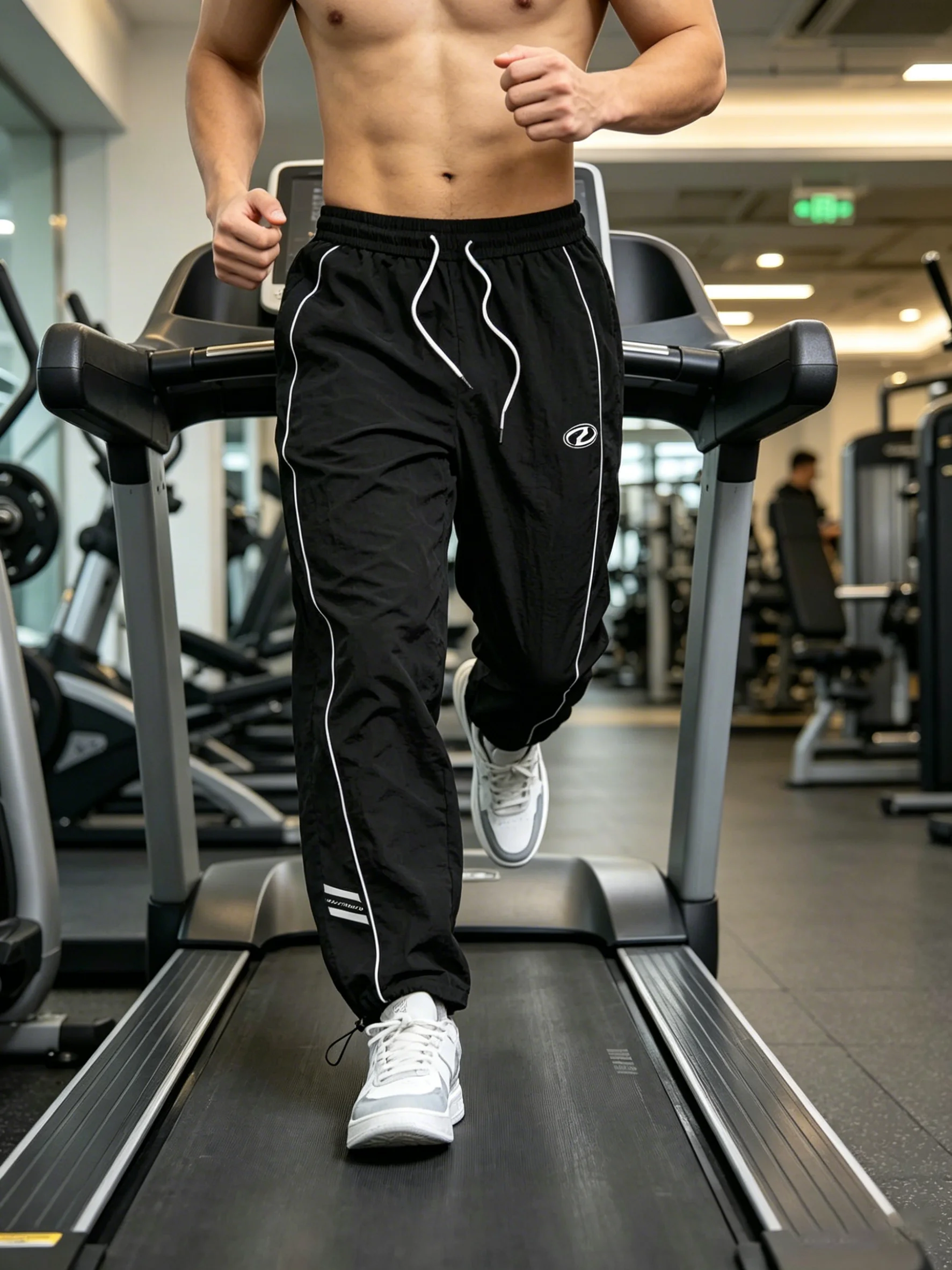 Men's Lightweight Quick-Dry Striped Logo Printed Joggers with Drawstring Streetwear Pants for Gym Daily Spring Summer thumbnail 3