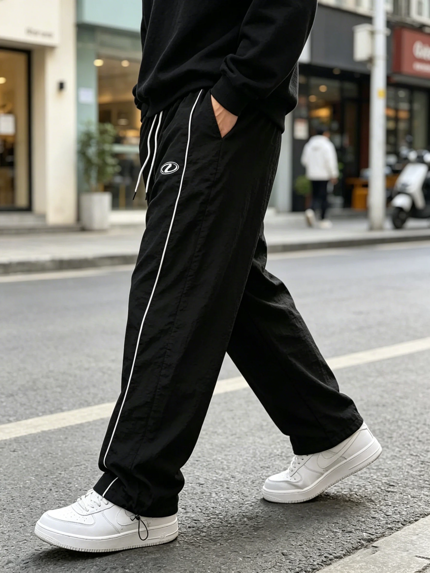 Men's Lightweight Quick-Dry Striped Logo Printed Joggers with Drawstring Streetwear Pants for Gym Daily Spring Summer thumbnail 5