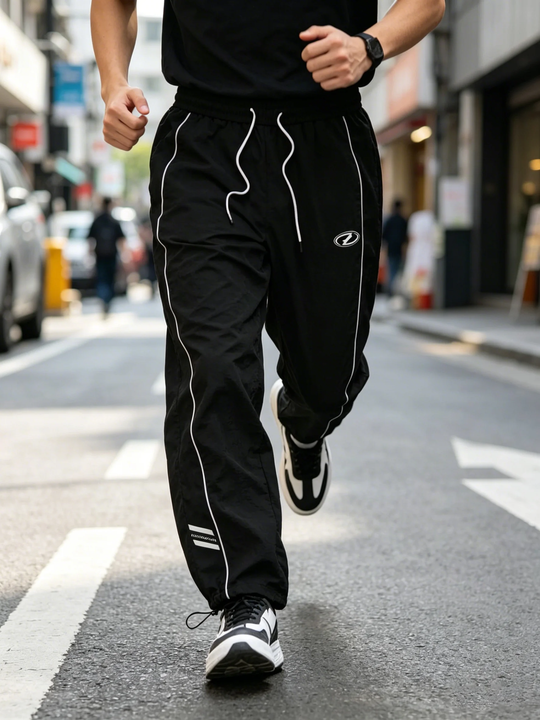 Men's Lightweight Quick-Dry Striped Logo Printed Joggers with Drawstring Streetwear Pants for Gym Daily Spring Summer thumbnail 6