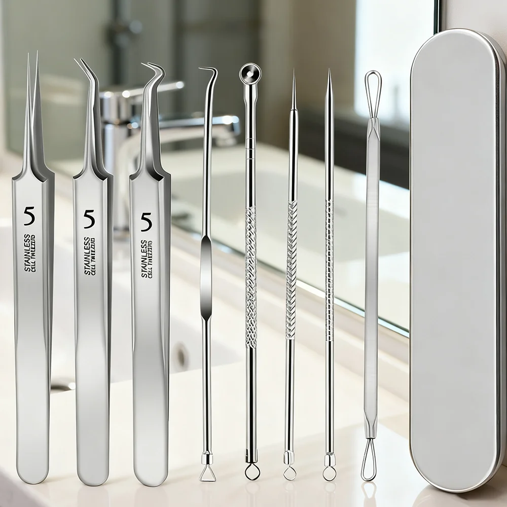 Ultra sharp stainless steel acne removal needle set,blackhead remover,beauty salon specific acne extraction tool set,tweezers thumbnail 6