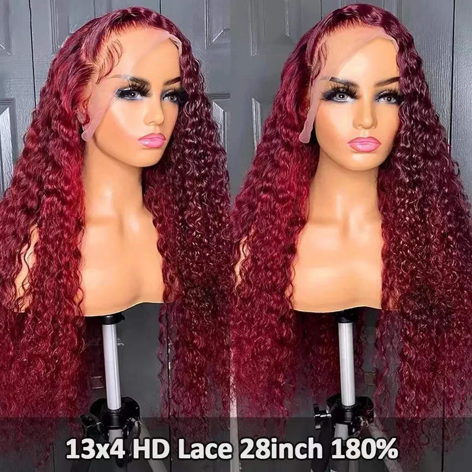 13x4 HD lace front wig deep wave style, for women, medium part small curls long synthetic hairpiece thumbnail 5