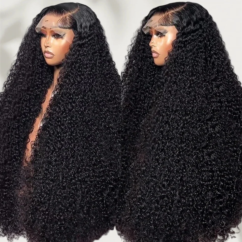 13x4 HD lace front wig deep wave style, for women, medium part small curls long synthetic hairpiece thumbnail 4