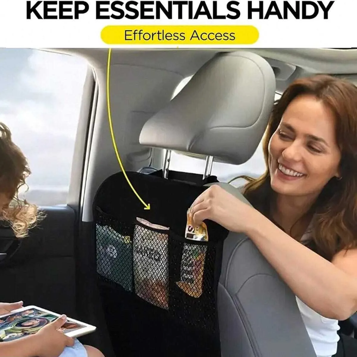 Car rear seat storage case with 3 storage pockets, oversized waterproof rear seat protector, dust, mud and scratch resistant thumbnail 3