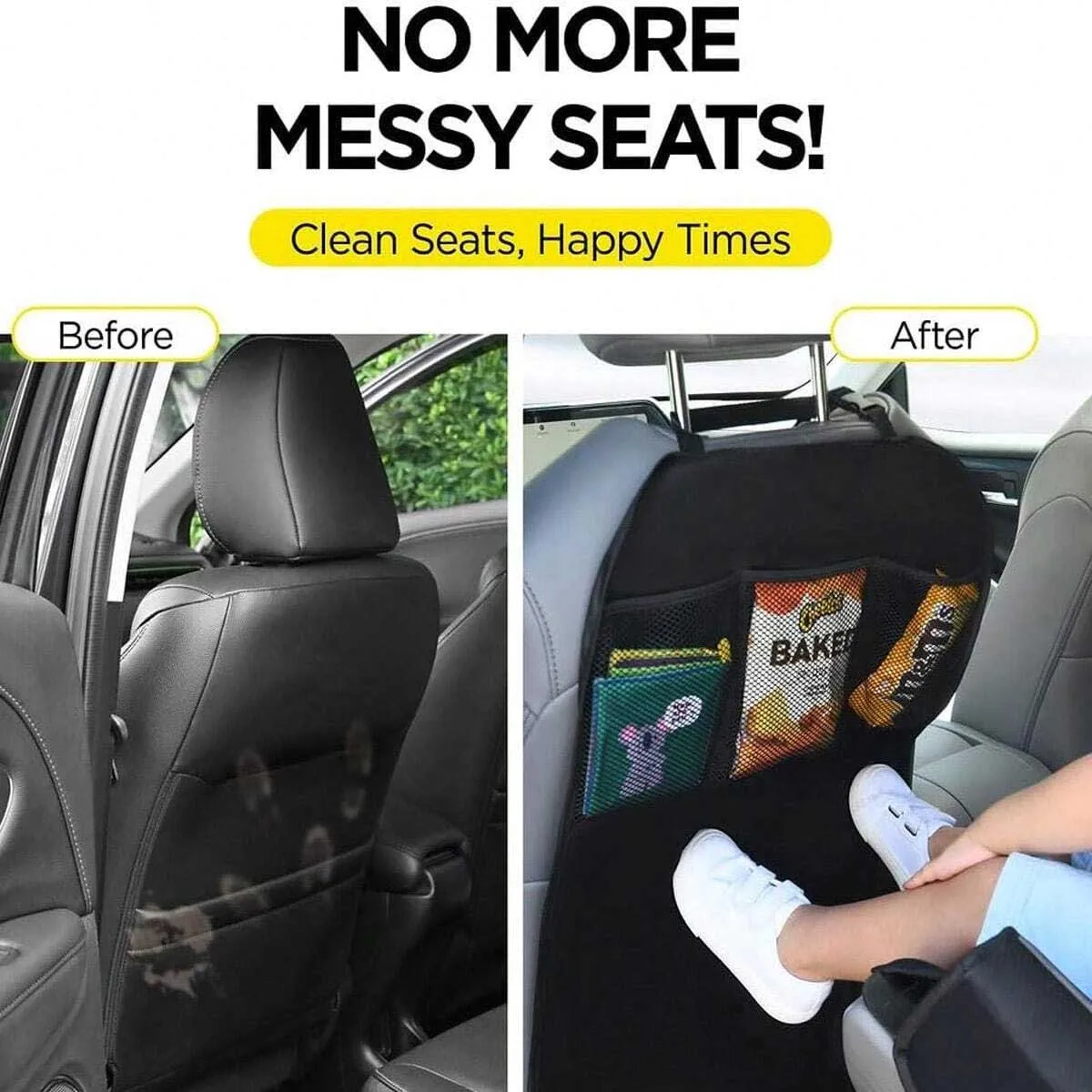 Car rear seat storage case with 3 storage pockets, oversized waterproof rear seat protector, dust, mud and scratch resistant thumbnail 6