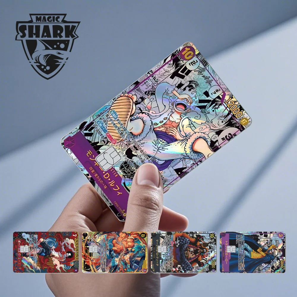 2026 New TCG Card Style Luffy Zorro Nami Ace OP Lazer Holographic Thin Sticker Film Skin for Debit Credit Card