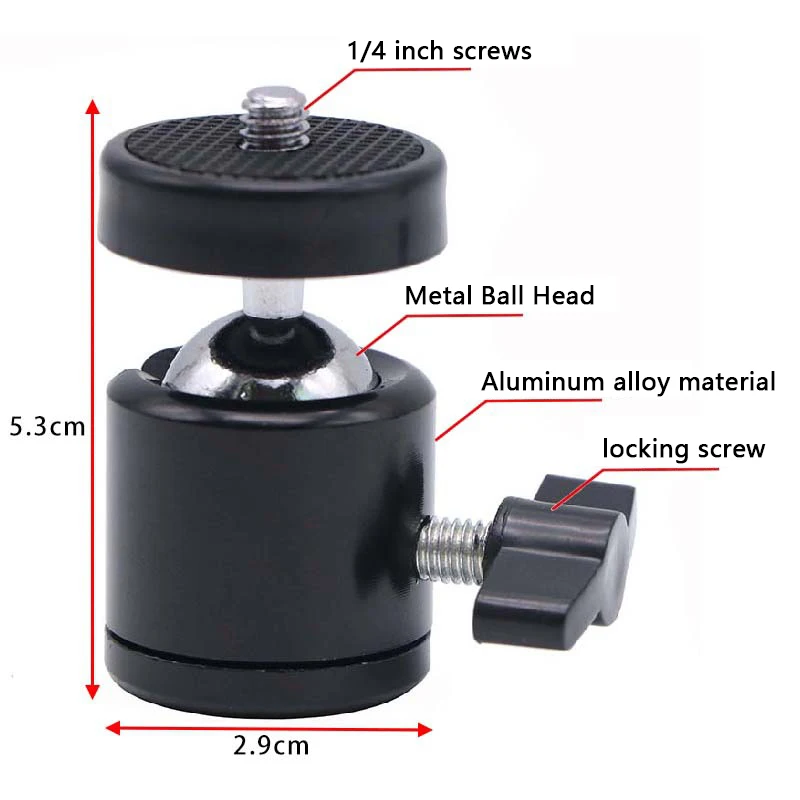 1/4 Inch Swivel Metal Mini Ball Head Tripod Mount Adapter For GoPro 13 Insta 360 DSLR Camera Camcorder Light Bracket Accessories thumbnail 6