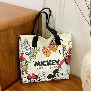 Disney Mickey Mouse Minnie Versatile Large Capacity Canvas Shoulder Bag Women's Casual Versatile Tote Bag Student Class Handbag thumbnail 5