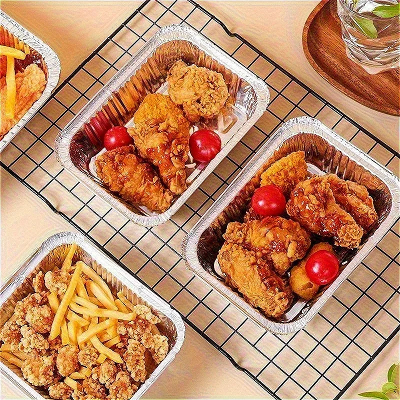 20/50PCS Aluminum Foil Tray Pan Disposable Thickened Household Food Storage Aluminum Foil Tray Barbecue Dessert Cooking Baking thumbnail 5