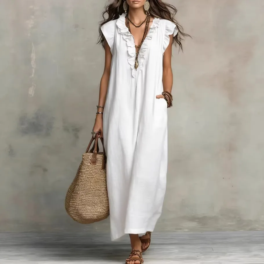 Women's Patchwork Long Dress2026 Summer Sleeveless Elegant Dresses Fashion Casual Vintage Party Dress Vestidos Women's Clothing thumbnail 2