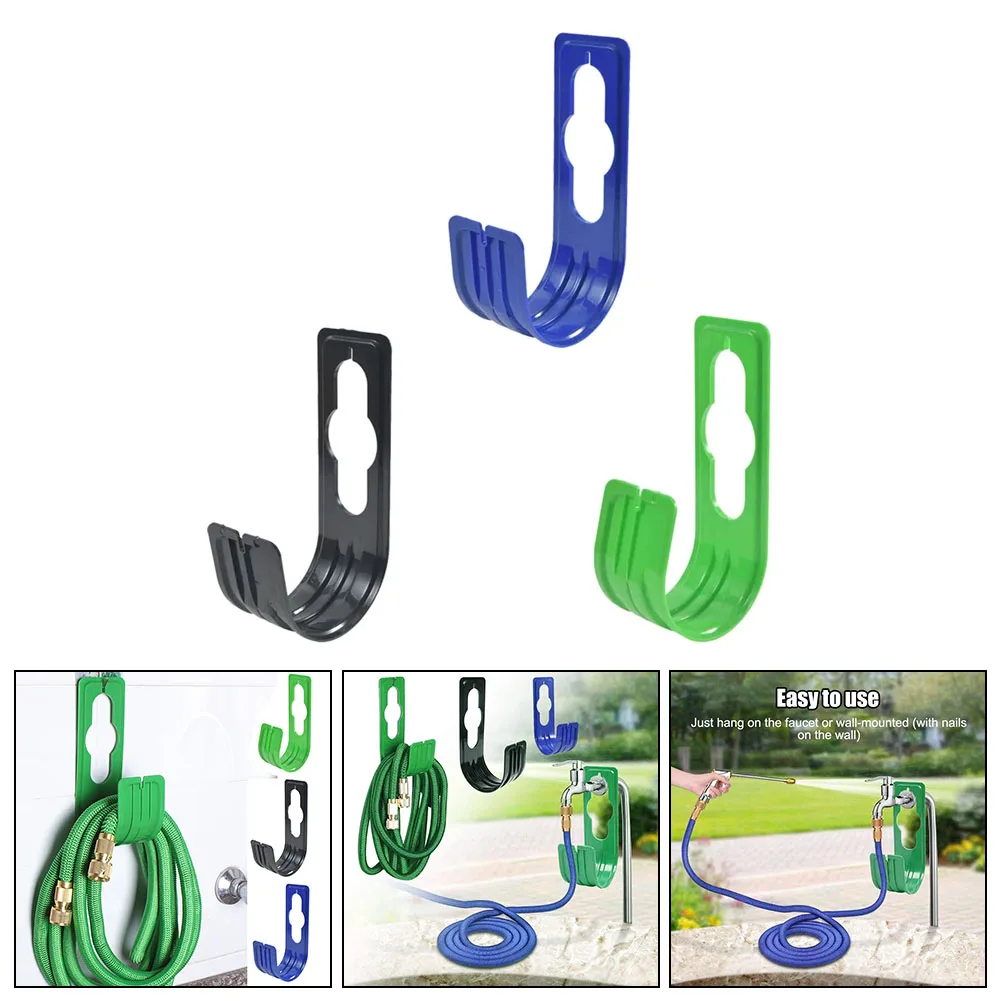 Wall Mounted Garden Hose J Hook Holder Easy Install Space Saving Water Hose Hanger for Outdoor Garden Storage Green Black Blue thumbnail 2