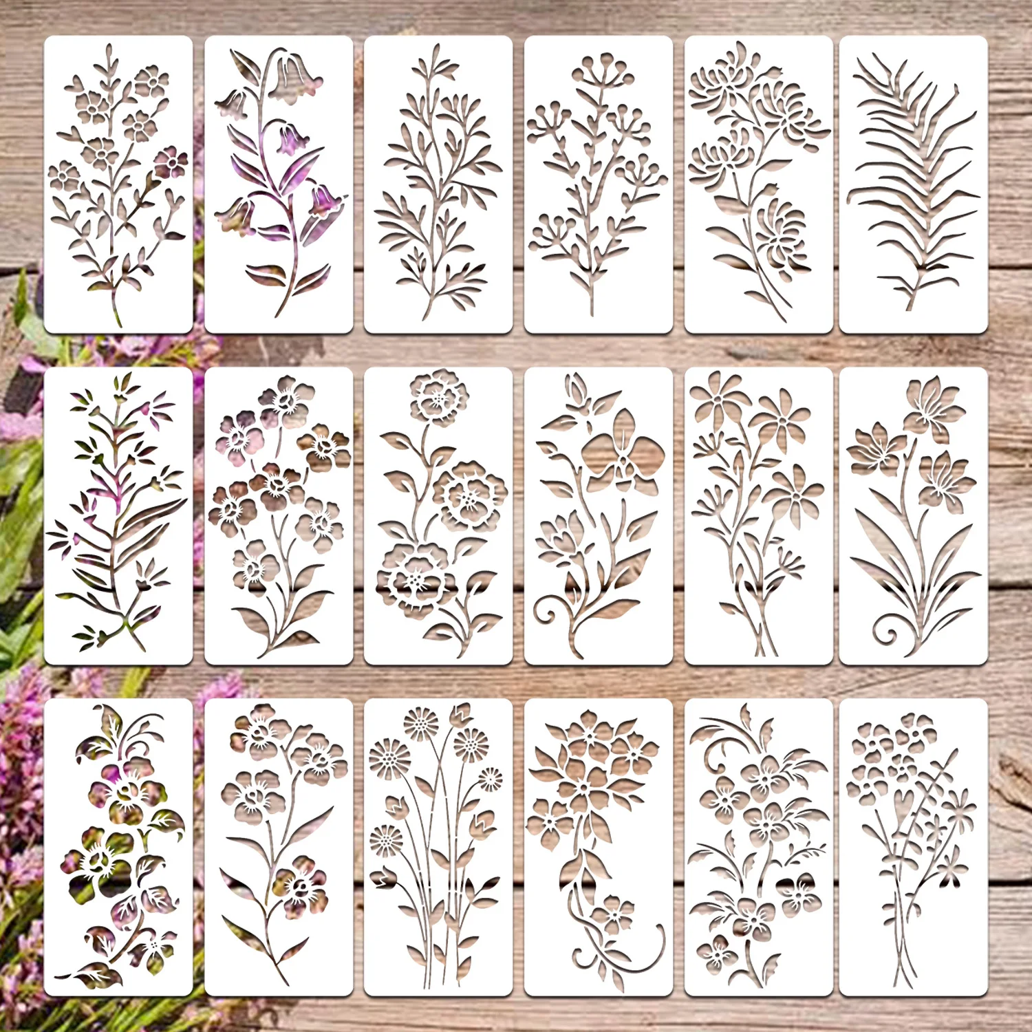 Wildflower DIY Flower Blossom Painting Stencils Reusable Templates Graffiti Hollow Spray Mold Home Wall Decor Fabric Paper Craft thumbnail 3