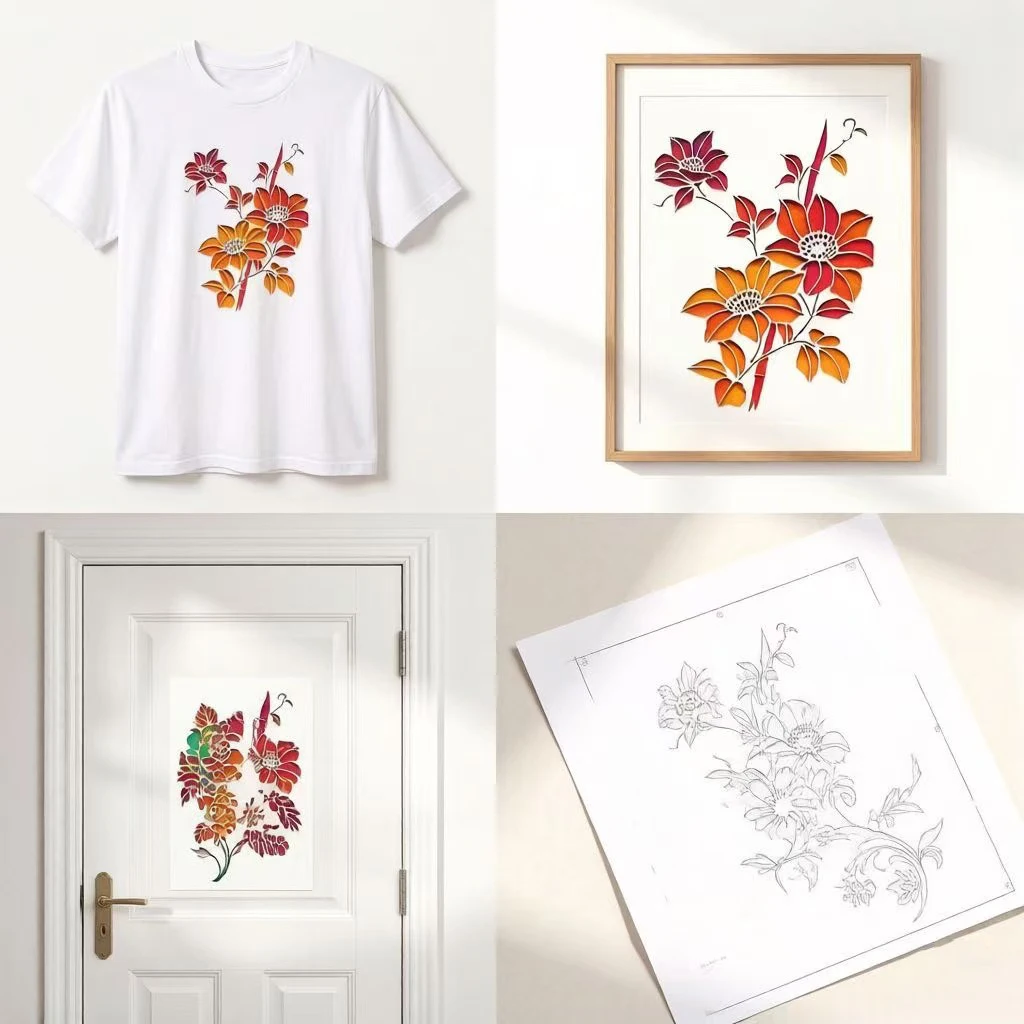 Wildflower DIY Flower Blossom Painting Stencils Reusable Templates Graffiti Hollow Spray Mold Home Wall Decor Fabric Paper Craft thumbnail 2