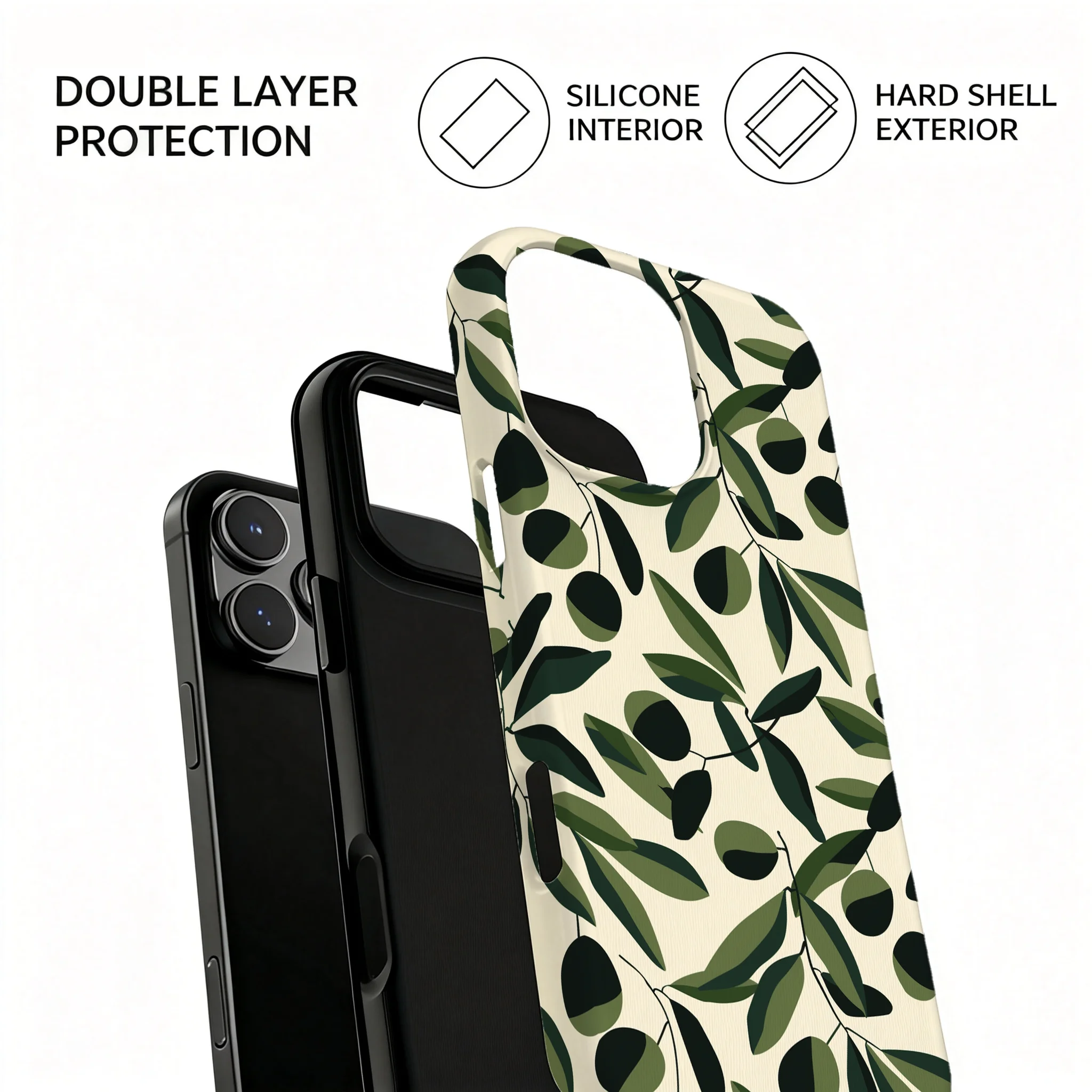Minimalist Olive Branch Magnetic Case For iPhone 14 16 17 15 Pro Max Plus 13 12 Wireless Charging Anti-drop Double Layer Cover thumbnail 5