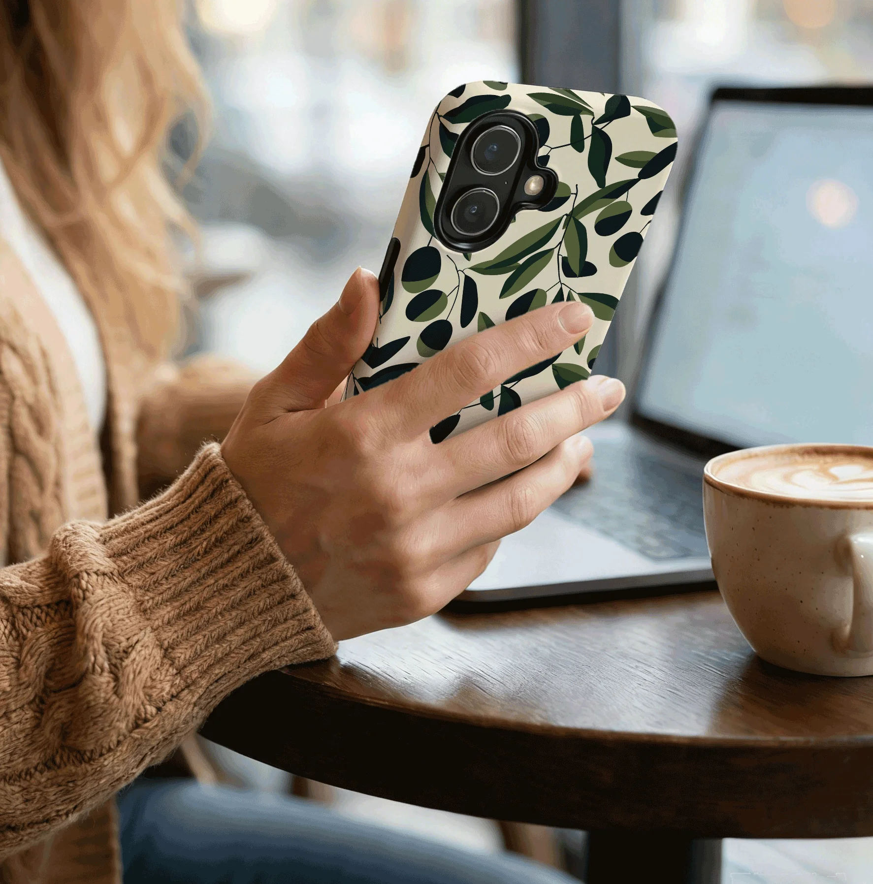 Minimalist Olive Branch Magnetic Case For iPhone 14 16 17 15 Pro Max Plus 13 12 Wireless Charging Anti-drop Double Layer Cover thumbnail 3