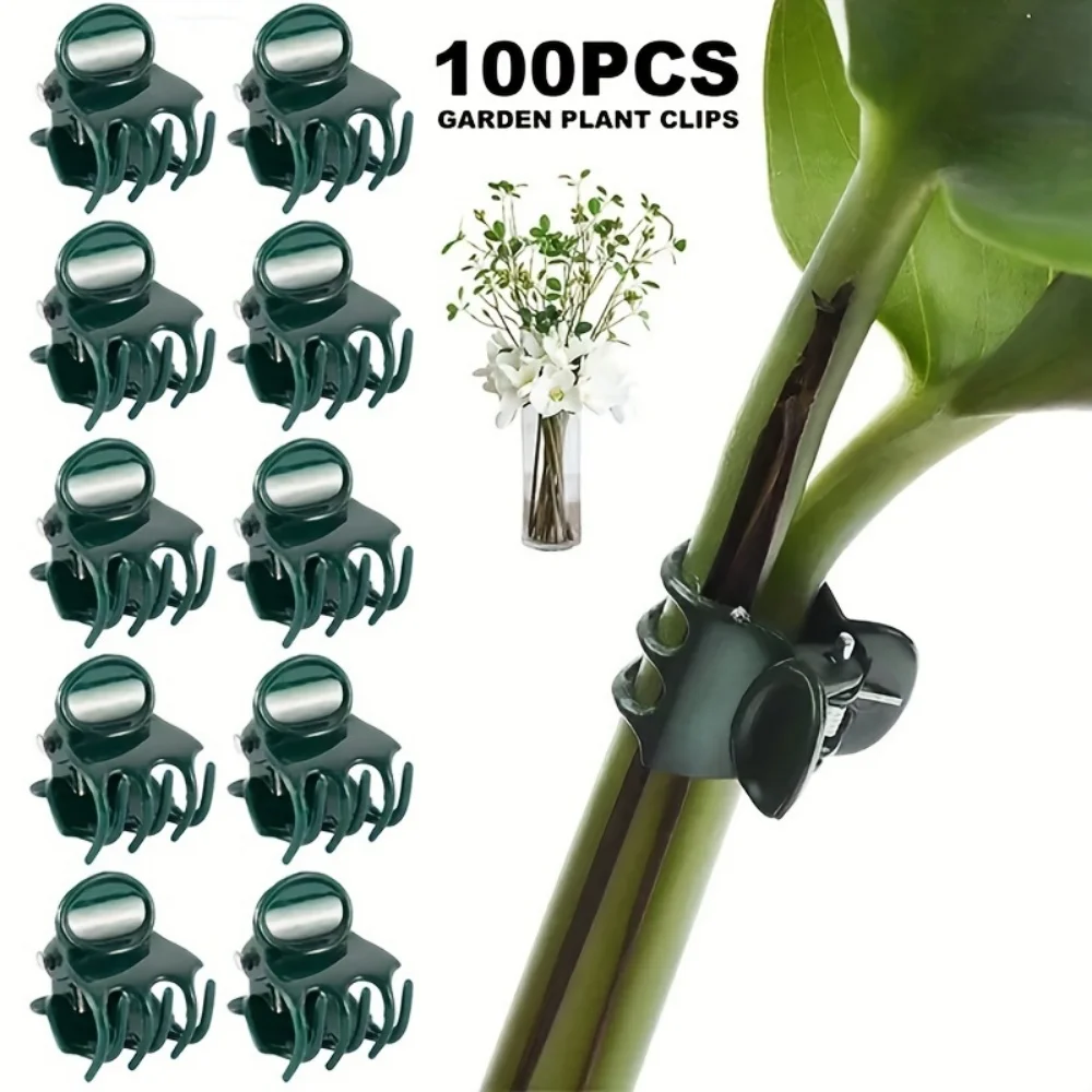 100 Plastic Plant Support Clips for Garden Plants, Vine Vegetable Orchid Branch Clamps, Garden Tools, Garden Plant Vegetable Greenhouse Fixing Clips