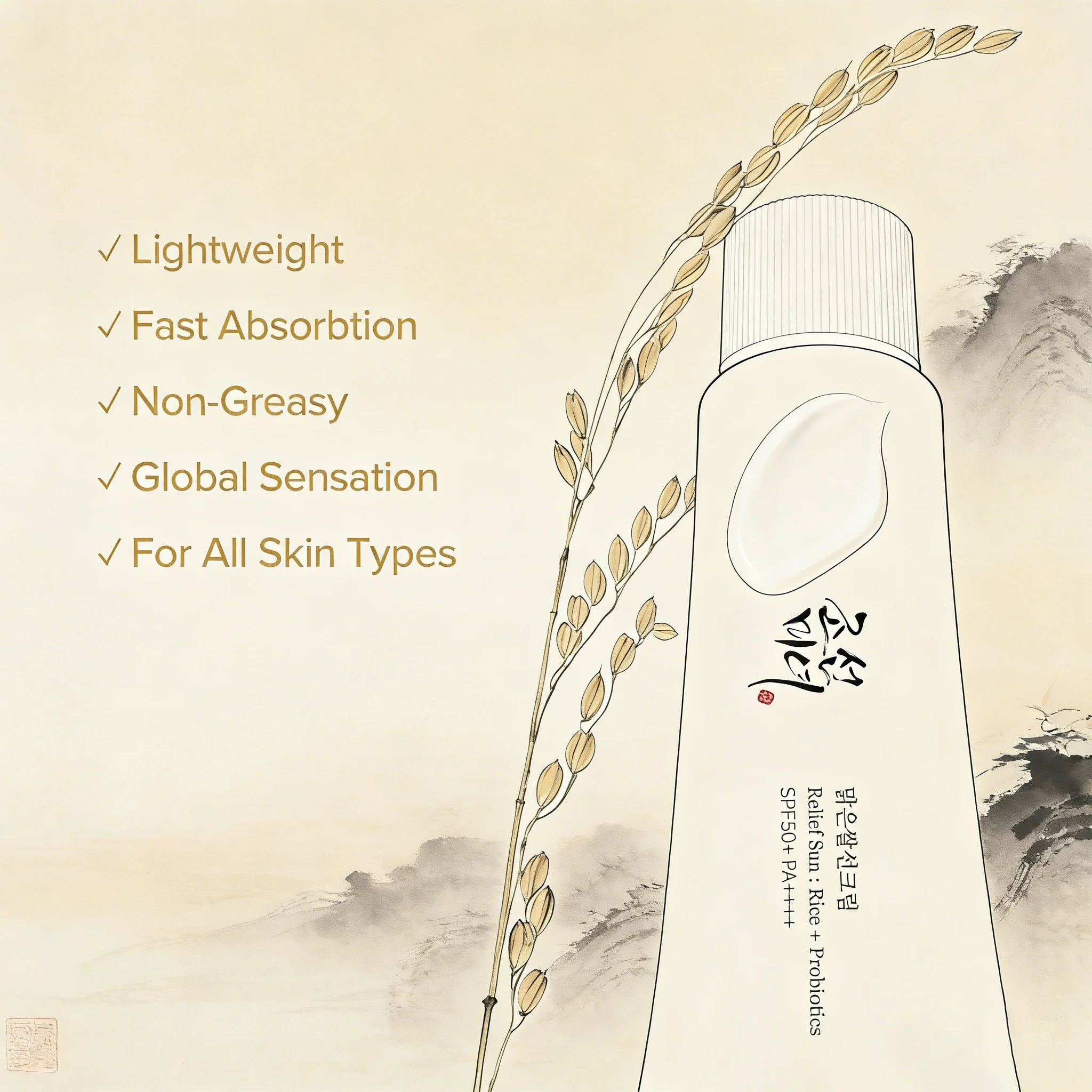 Korean Rice Extract Tone Up Sunscreen Cream SPF50+ PA+++ Moisturizing Isolation Primer Concealer Brighten Skin Daily Makeup Base thumbnail 3