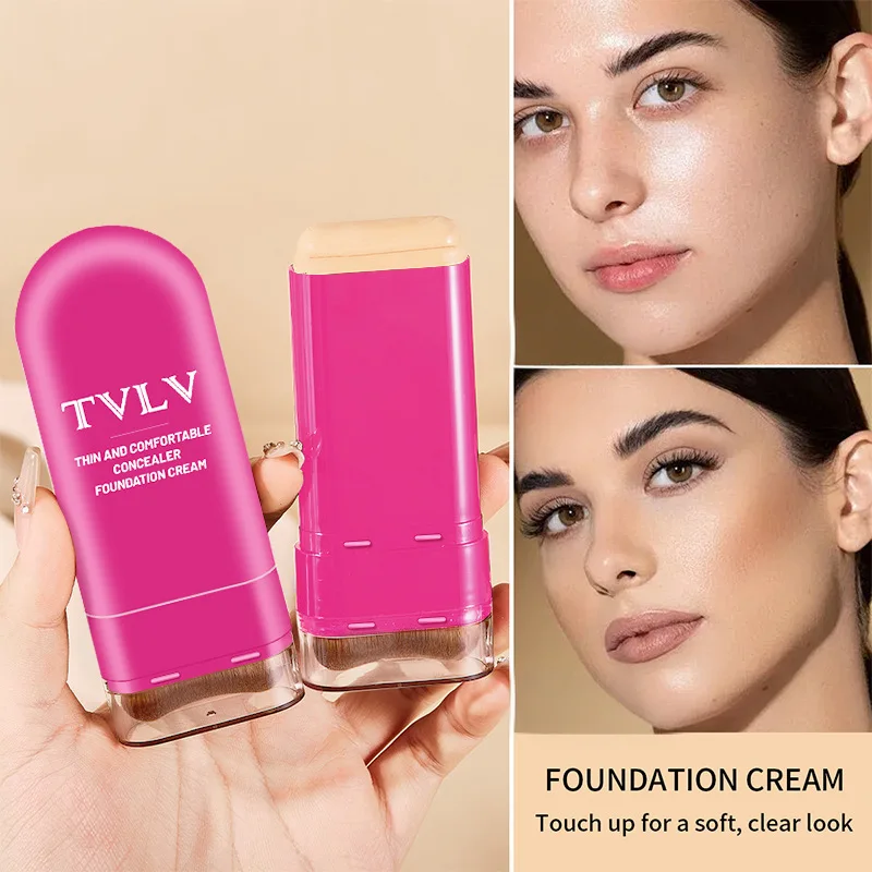 TVLV Foundation Stick With Brush Concealer Cream Waterproof Long Lasting No Fading Lightweight Natural Makeup For Women thumbnail 2