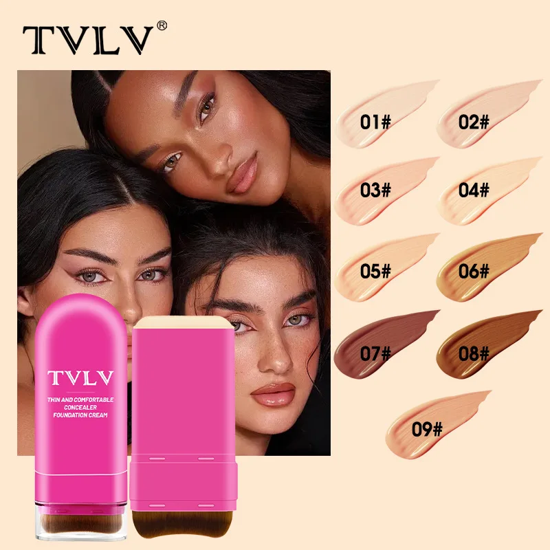 TVLV Foundation Stick With Brush Concealer Cream Waterproof Long Lasting No Fading Lightweight Natural Makeup For Women