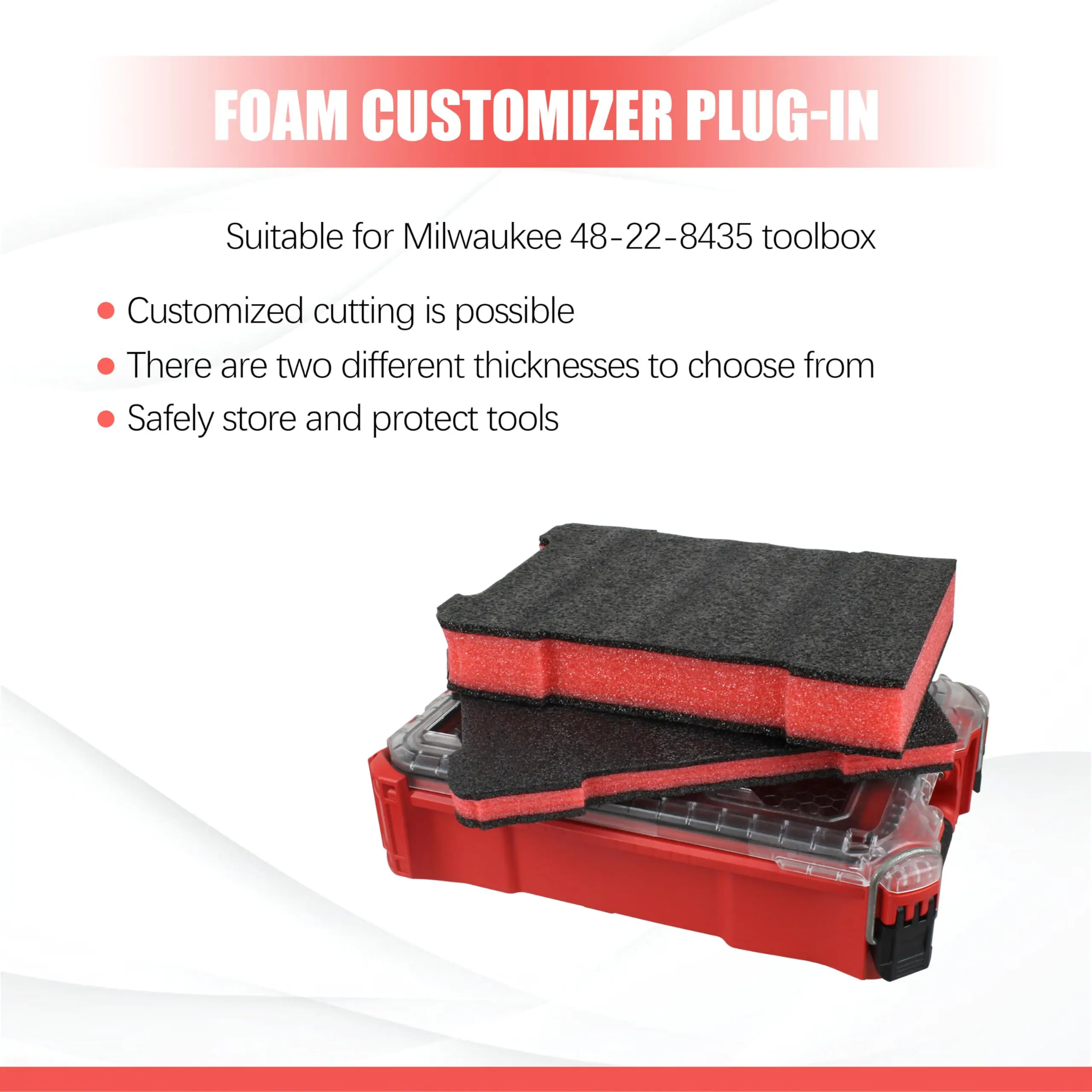 Shockproof Cushioned Tool Box Foam Insert Fit for Milwaukee Packout Cases Protective ，Foam Organizer for Fragile Tools Storage thumbnail 3