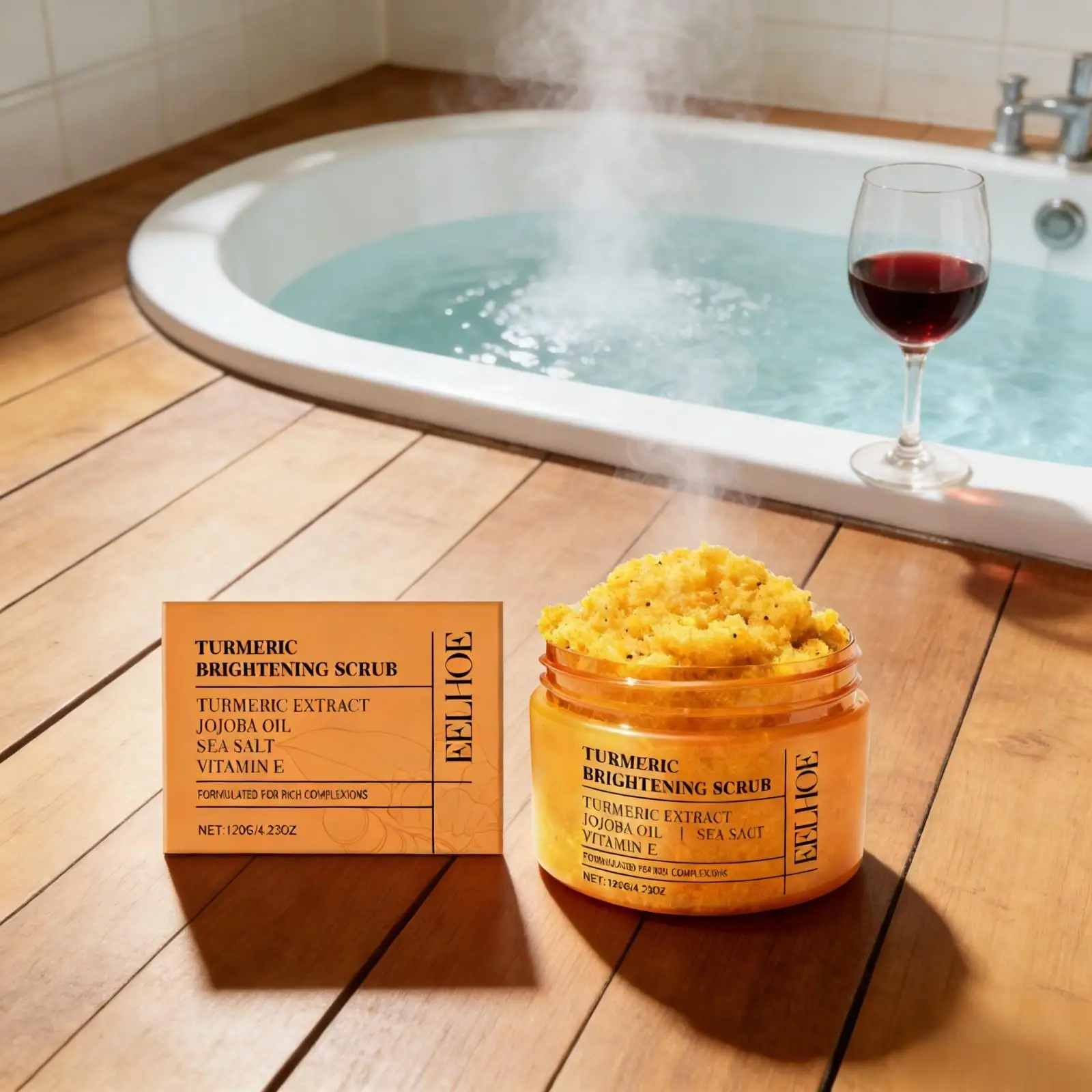 EELHOE Turmeric Scrub Lighten Skin Brightening Products Full Body Cleaning Dead Skin Remover Smooth Sea Salt Exfoliating Scrub thumbnail 6