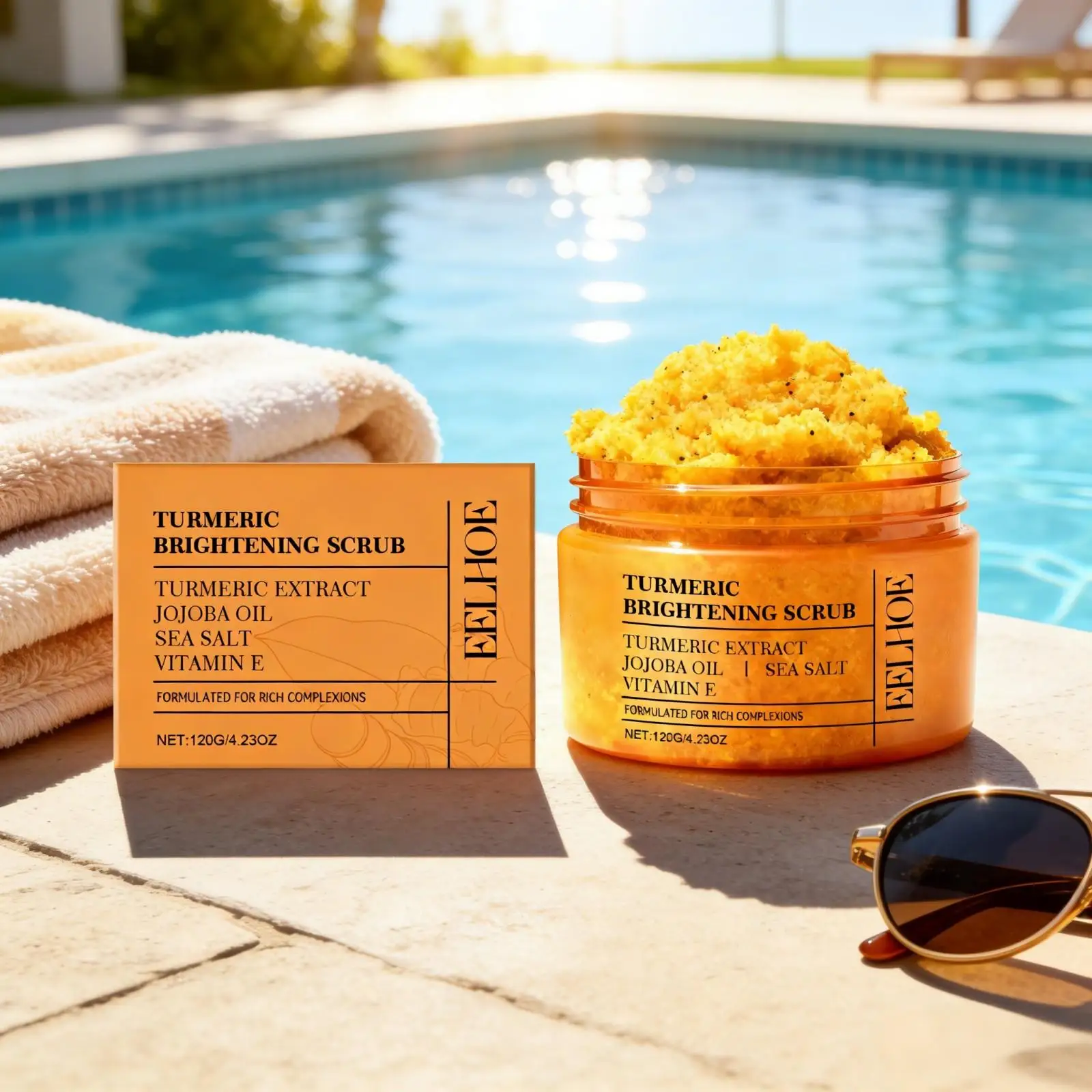 EELHOE Turmeric Scrub Lighten Skin Brightening Products Full Body Cleaning Dead Skin Remover Smooth Sea Salt Exfoliating Scrub thumbnail 3