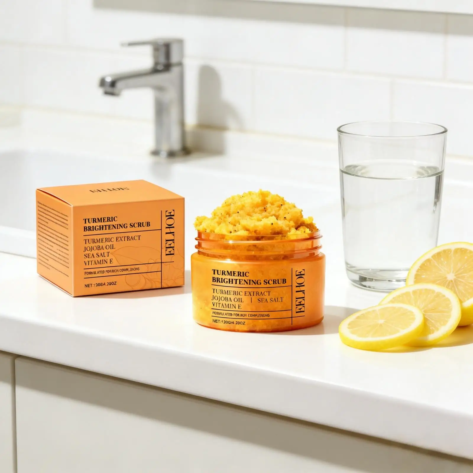EELHOE Turmeric Scrub Lighten Skin Brightening Products Full Body Cleaning Dead Skin Remover Smooth Sea Salt Exfoliating Scrub thumbnail 5