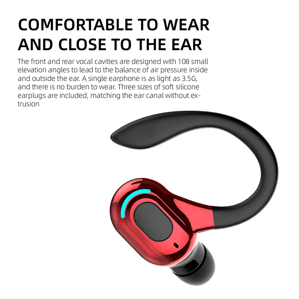 Wireless Headphone Bluetooth-compatible 5.2 Earphone Single Ear Earbuds with Mic HD Sound Quality Headset thumbnail 4