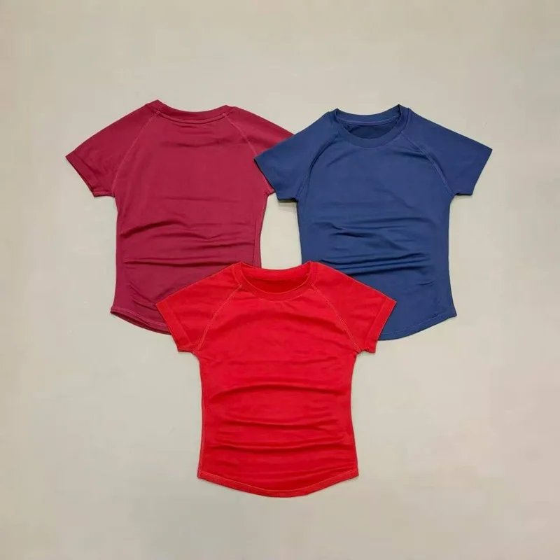 Women Sports T-Shirt Round Neck Short Sleeve Breathable Stretchy Tops Gym Fitness Yoga Running Workout Casual Athletic Shirts thumbnail 2