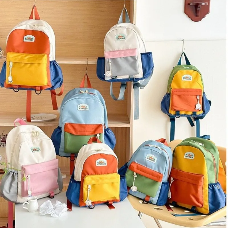 2026 New Color Block Kids Backpack Lightweight Kindergarten School Bag for Boys Girls Travel Outdoor Leisure thumbnail 4