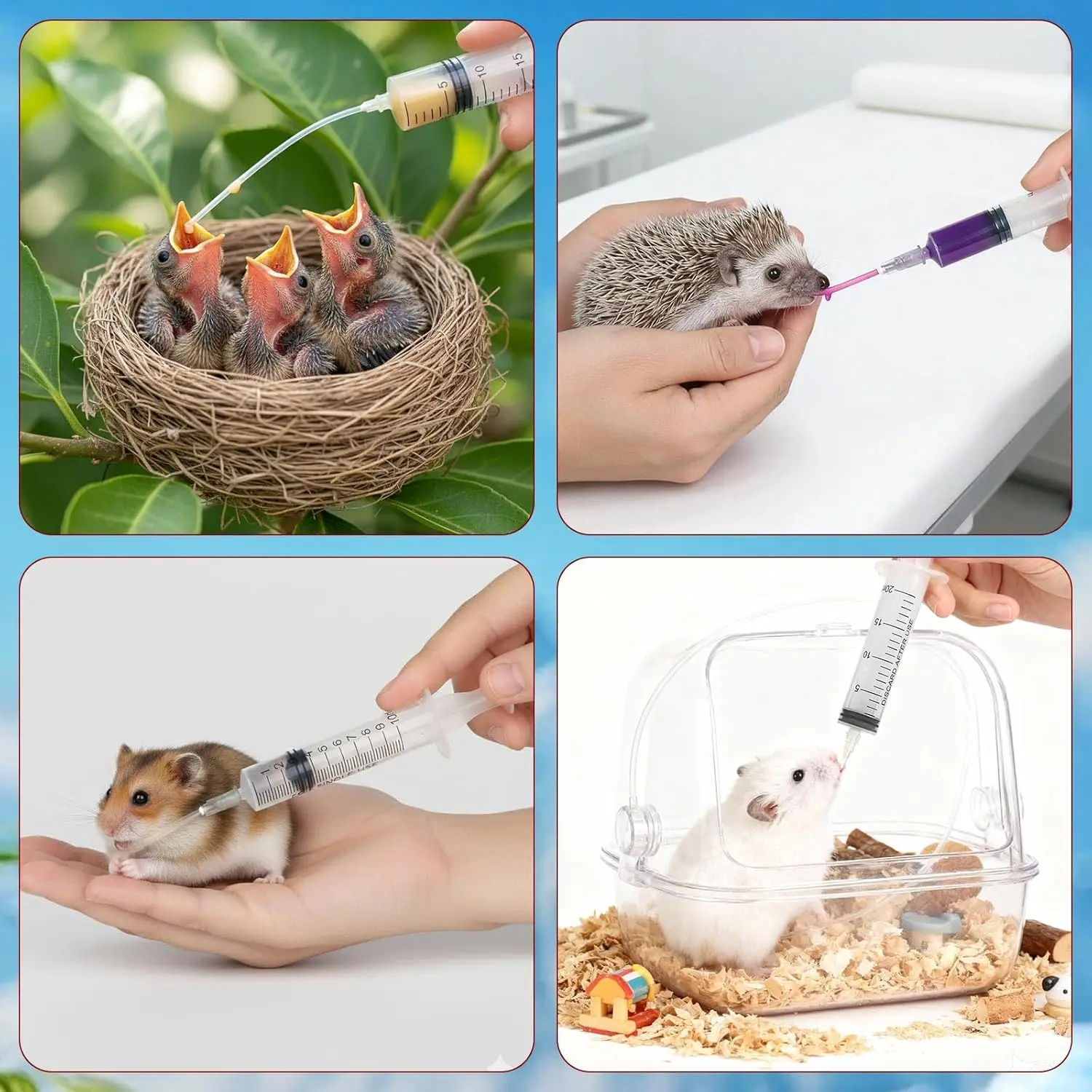 Baby Bird Feeder Parrot Feeding Syringe BreastFeeding Water Milk Medicine Pet Supplies 10ml+20ml + 2pcs Spoons thumbnail 5