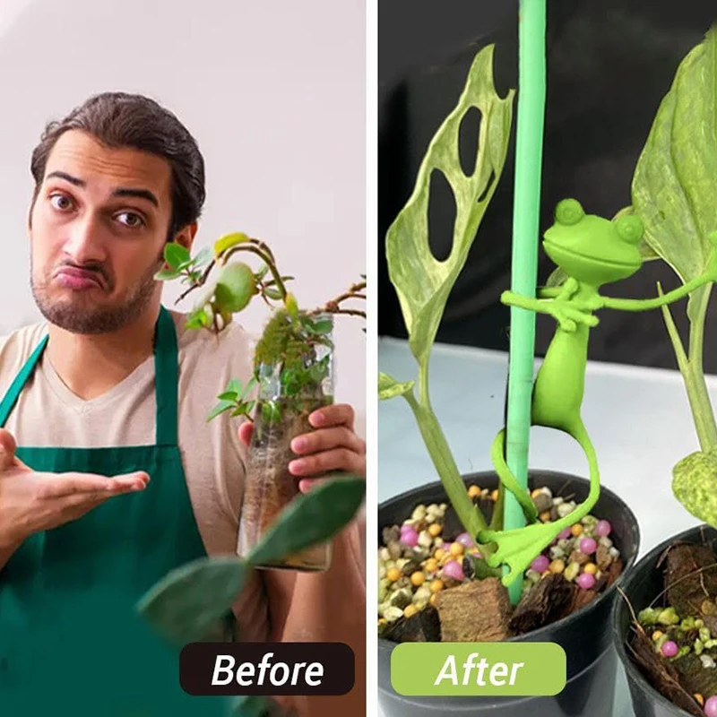 1/2/5pc Frog Shaped Plant Stand Tomato Plant Support Green Twist Garden Plant Supporter Adjustable DIY Vine Climbing Holders thumbnail 4