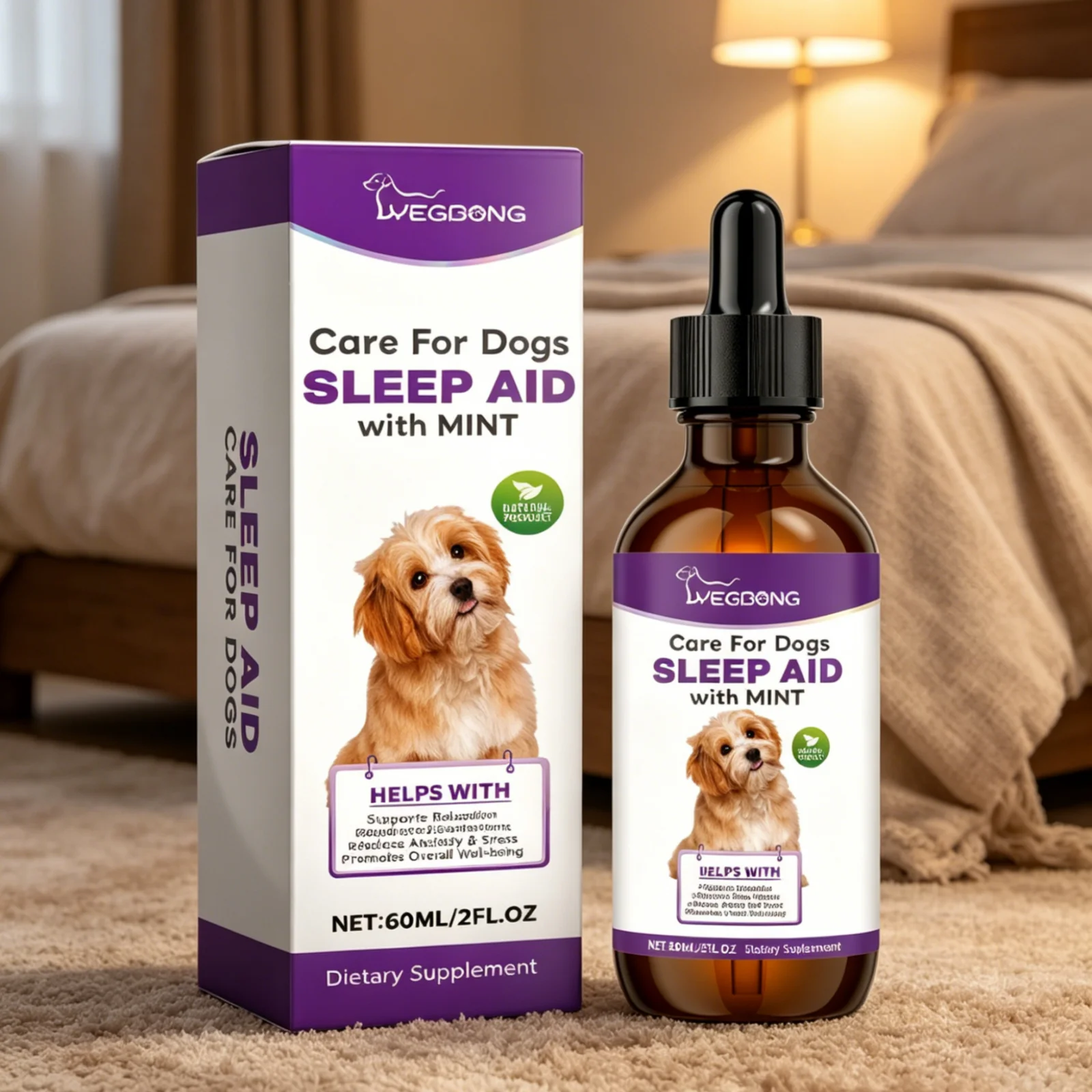 YEGBONG Dog Sleep Support Drops Reduce Anxiety Night Sedation Care Natural Ingredients Gentle Sleep Aid with Mint for Dogs 60ml thumbnail 5