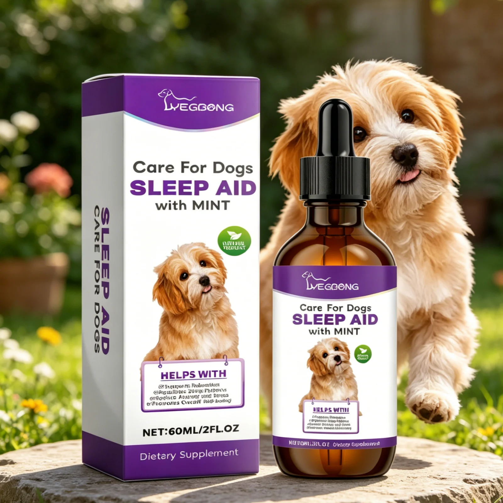 YEGBONG Dog Sleep Support Drops Reduce Anxiety Night Sedation Care Natural Ingredients Gentle Sleep Aid with Mint for Dogs 60ml thumbnail 3