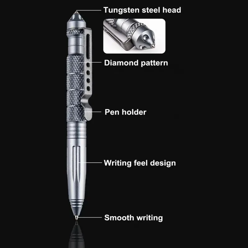 1pc Military Tactical Pen Aluminum Alloy Self Defence Tactical Pen Outdoor Emergency Survival Tools Glass Breaker Pen thumbnail 2