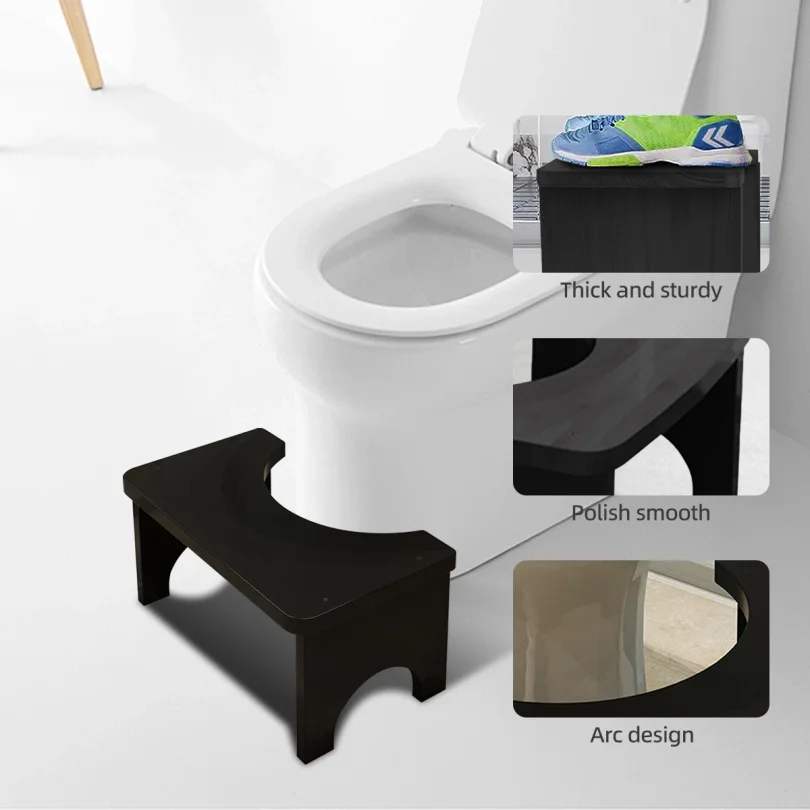 Sturdy Portable Bamboo Toilet Squat Stool for Adults,Wide and Stable,Bathroom Potty Stool,Easy to Use and Clean, Portable Design thumbnail 6