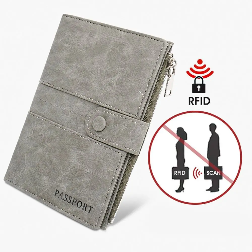 Creative RFID Anti-Theft PU Passport Bag Purse Card Holder Travel Wallet Multifunctional Airplane Check-in Passport Clip Men thumbnail 2