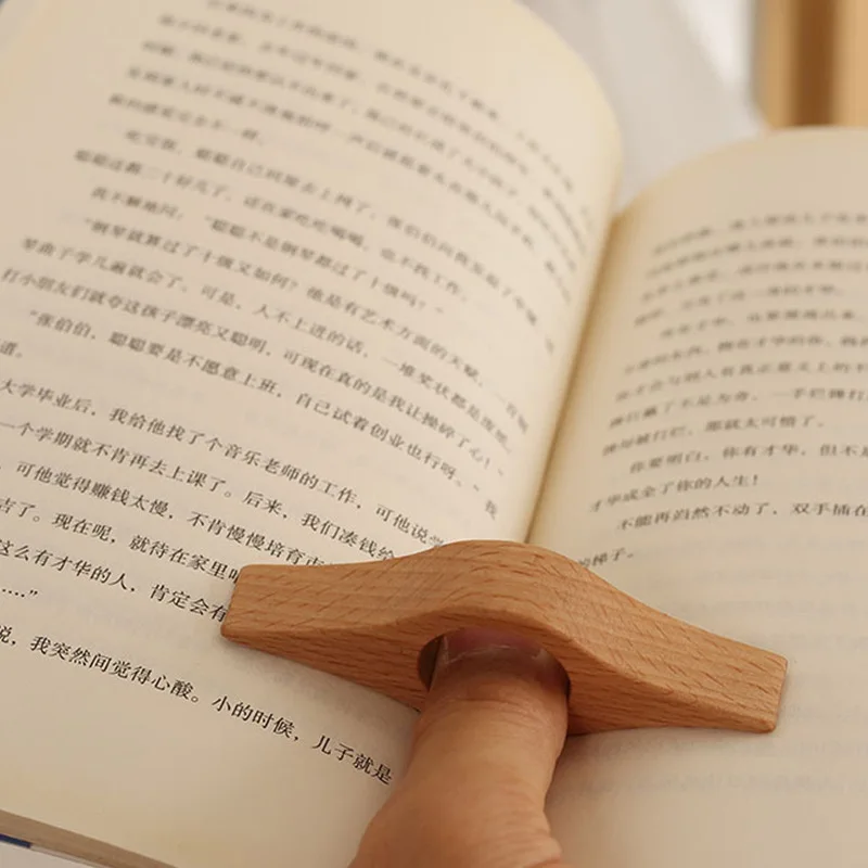 Solid Wooden Thumb Bookmark One Hand Reading Thumb Book Support Book Page Holder Convenient Bookmark Lovers Reading Aids Tools thumbnail 3