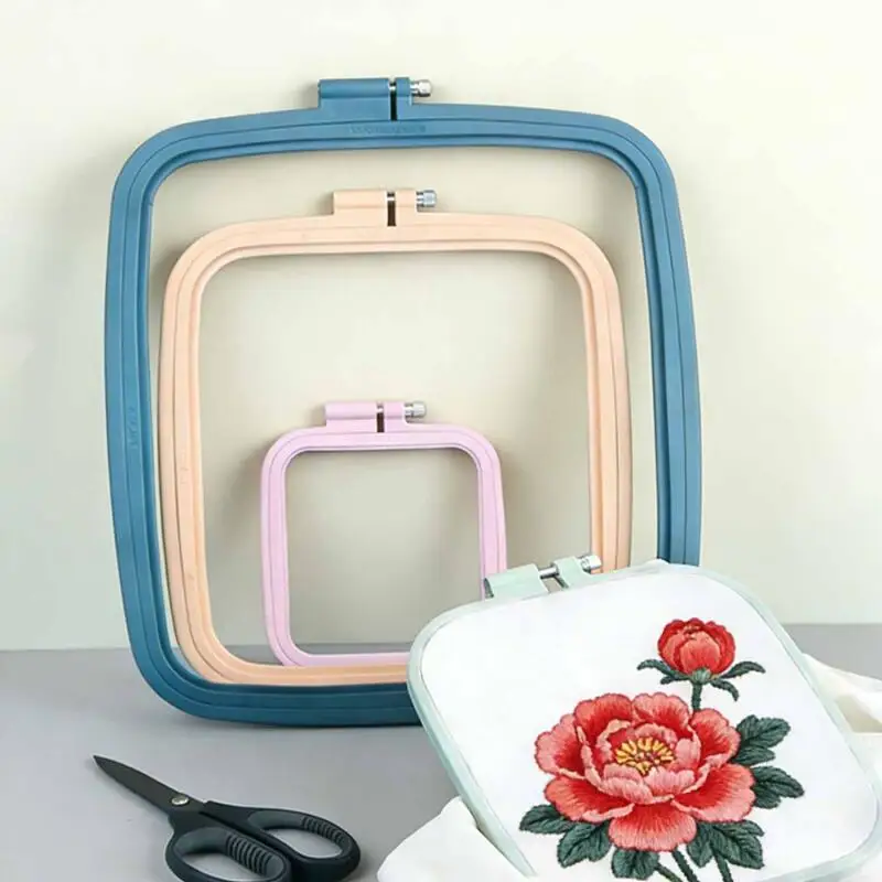 1/2/4pcs Plastic DIY Embroidery Hoops Square Cross Stitch Frame Household Handcraft Embroidery Set thumbnail 5